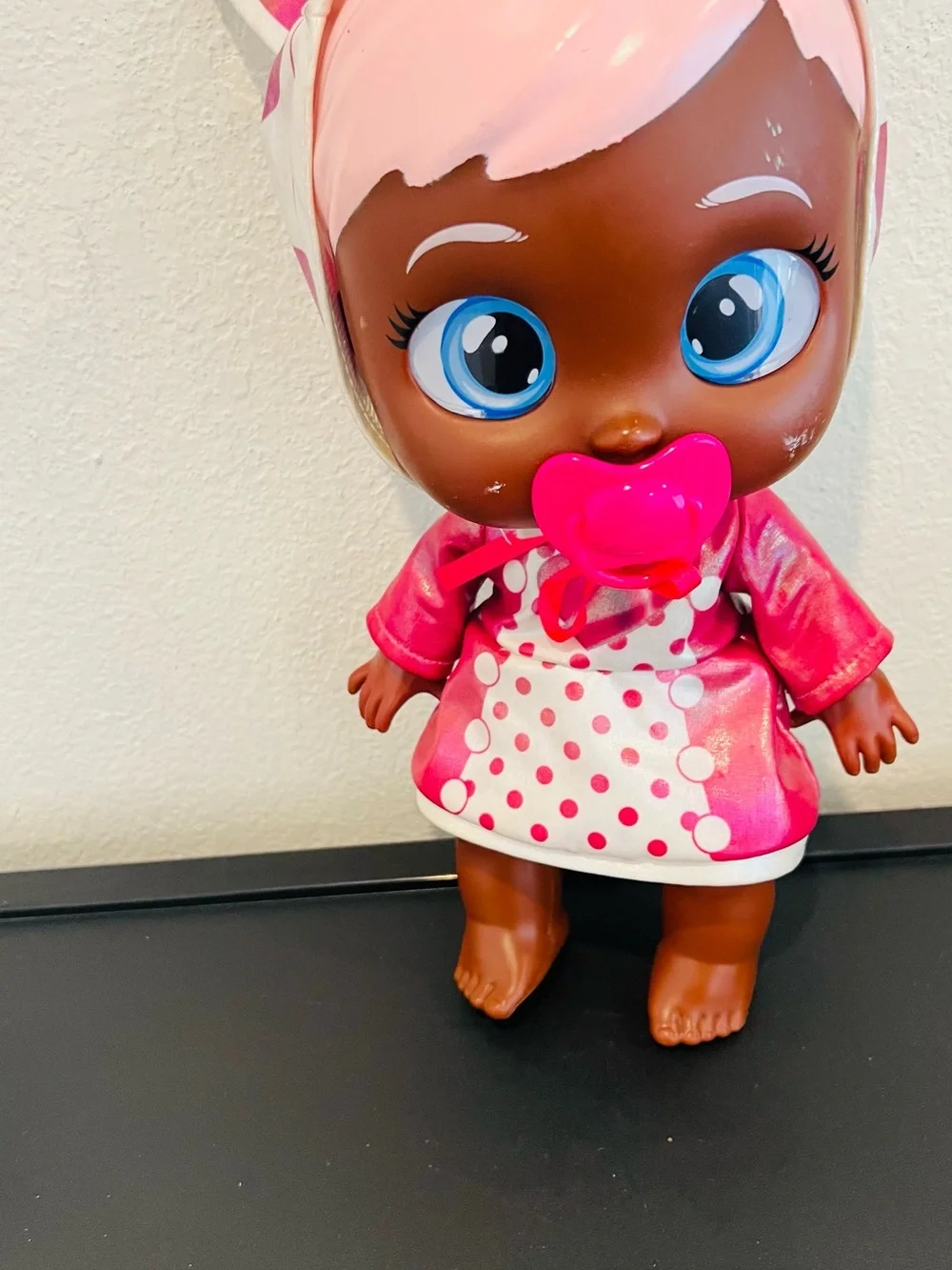 Pink Polka-Dot Baby Doll with Pacifier